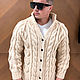 Men's knitted cardigan beige. Mens outerwear. SHAPAR - knitting clothes. My Livemaster. Фото №5