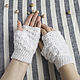 Белые короткие ажурные митенки. Митенки. Теплые вязаные аксессуары (netti-knitting2). Интернет-магазин Ярмарка Мастеров.  Фото №2