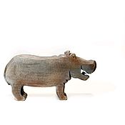 Куклы и игрушки handmade. Livemaster - original item Mini figures and figurines: Wooden toy souvenir Hippo. Handmade.