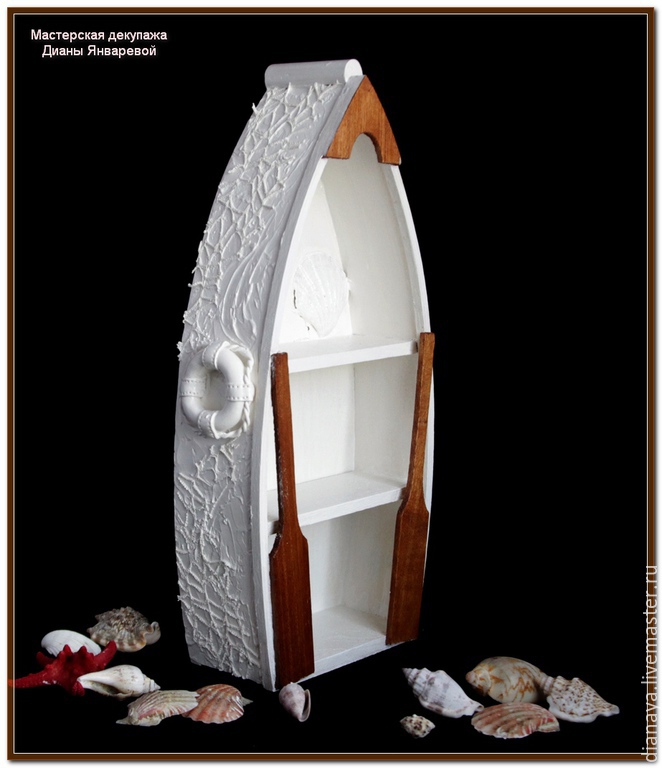 Полка- лодка "Белое Море" декор, объем, Полки, Москва,  Фото №1