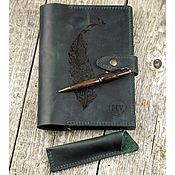 Канцелярские товары handmade. Livemaster - original item Set of genuine leather Notepad and engraved pen. Handmade.