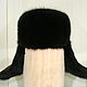 Ushanka mens fur muskrat. Color black, Hat with ear flaps, Ekaterinburg,  Фото №1