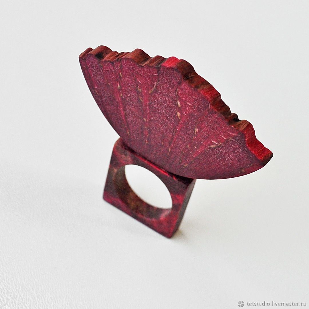 FLAMENCO Красное кольцо-мак из дерева, Кольца, Саратов,  Фото №1
