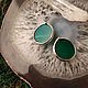 Broach Earrings Made of green glass, silvered (e-020-02), Earrings, St. Petersburg,  Фото №1