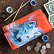 Wolf wallet. Leather women coin purse with hand painted custom art, Wallets, Trakai,  Фото №1