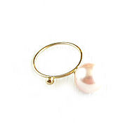 Украшения handmade. Livemaster - original item Gold-plated pearl ring,pink pearl ring 