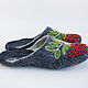 Felted women's felt slippers made of merino wool with cosmetics. Slippers. Obuffca. My Livemaster. Фото №4