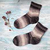 Аксессуары handmade. Livemaster - original item Knitted socks 42-43 wool, men`s gray white black domino. Handmade.