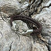 Украшения handmade. Livemaster - original item Classic bracelet with brown strap and nickel silver clasp. Handmade.