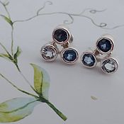 Украшения handmade. Livemaster - original item Stud earrings with blue and blue sapphires in 925 silver. Handmade.