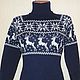 Dress knit with a Norwegian ornament Snow deer (dark blue). Dresses. SweaterOK. Online shopping on My Livemaster.  Фото №2