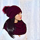 Set double hat for women with pompom Snood ' Burgundy'. Headwear Sets. Natalie Wool -Art. Online shopping on My Livemaster.  Фото №2