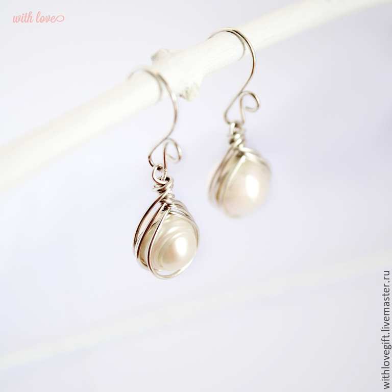 Unusual Silver Earrings With Pearls Online On Livemaster Unusual Silver Earrings With Pearls