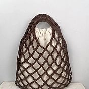 Сумки и аксессуары handmade. Livemaster - original item The bag: Chocolate and cream. Cord, linen and cotton. Handmade.