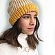 Шапка колорблок горчица/крем. Шапки. Leeloo - Knit Аксессуары решают. Ярмарка Мастеров.  Фото №4
