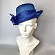 A straw hat with a blue waist and an asymmetrical brim. Hats1. irina-popilova. Online shopping on My Livemaster.  Фото №2