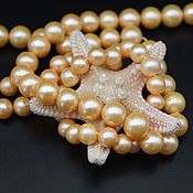 Материалы для творчества handmade. Livemaster - original item Natural Yellow-gold Pearl Beads Class AAA 9 mm. Handmade.