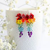 Украшения handmade. Livemaster - original item Small Flower Cluster Earrings handmade in rainbow colors. Handmade.