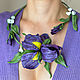Flower necklace leather Necklace Purple irises flowers, Necklace, Kursk,  Фото №1