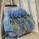 Валяная большая сумка "Голубые розы", Классическая сумка, Москва,  Фото №1