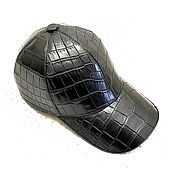 Аксессуары handmade. Livemaster - original item Baseball cap made of genuine crocodile leather, in black, custom-made!. Handmade.