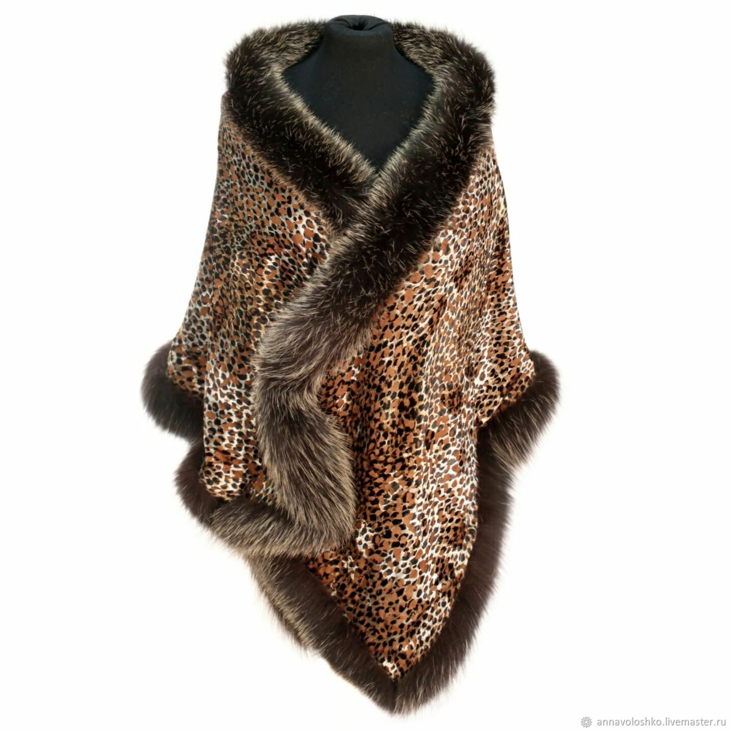 Velvet stole with print and fur, Wraps, Moscow,  Фото №1
