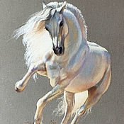 Картина мужчине Конь, реализм, пастель