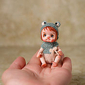 Miniature doll 9cm. made of polymer clay
