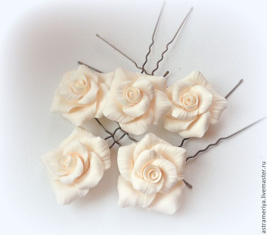 Цветы для свадебной прически из полимерной глины