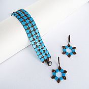 Украшения handmade. Livemaster - original item Set of Sky decorations shred. Teela bracelet and earrings. Handmade.