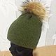 Double knitted hat 100% cashmere, Caps, Noginsk,  Фото №1