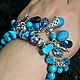 Bracelet of turquoise, lampwork and Swarovski. Bead bracelet. Jewelry Elena. My Livemaster. Фото №6