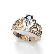 Украшения handmade. Livemaster - original item Queen`s Crown ring in 585 gold with stones (K5). Handmade.