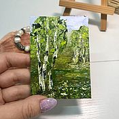 Картины и панно handmade. Livemaster - original item Copy of Copy of Copy of Fall Painting Original Art Birch Tree Small Wall Art Autumn Forest. Handmade.