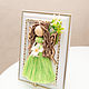 NATALINI Ангел макраме зеленое платье белая рамка. Интерьерная кукла. Куклы макраме NATALINI. Интернет-магазин Ярмарка Мастеров.  Фото №2
