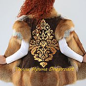 Одежда handmade. Livemaster - original item Fur vest "Baroque Gold"hand painted. Handmade.