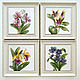 Tiles and tiles: Orchids . Set of 4 panels, Tile, Kazan,  Фото №1