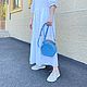 Order Bolso redondo con fondo de cuero genuino color azul gris. MiTonA. Livemaster. . Crossbody bag Фото №3