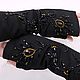 Black fingerless gloves embroidered with stones. Mitts. Beaded jewelry by Mariya Klishina. My Livemaster. Фото №6