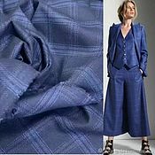 Материалы для творчества handmade. Livemaster - original item Fabric: Suit fabric blue check on dark blue.. Handmade.