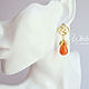 Order Earrings with leaves, orange agate, poussettes gold. White Book. Livemaster. . Stud earrings Фото №3