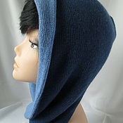 Аксессуары handmade. Livemaster - original item Hoods: Blue-blue Merino cropped hood with cashmere and. Handmade.
