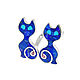 Earrings Cats. Handmade earrings with lapis lazuli and turquoise, Earrings, Moscow,  Фото №1