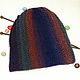 Knitted hat-cap pumpkin hat made of wool with vertical stripes, Caps, Korolev,  Фото №1