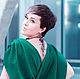 Платье с запахом сзади, со съемными рукавами, из жаккарда, зеленое. Платья. L-Sav design, by JuLia Savina. Интернет-магазин Ярмарка Мастеров.  Фото №2