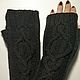 Fingerless long gloves with Arana, black, Mitts, Kamyshin,  Фото №1