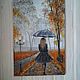 Oil painting on canvas Girl umbrella autumn. Pictures. painting on canvas (tdiza). Online shopping on My Livemaster.  Фото №2
