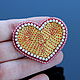 Brooch heart in the technique of gold embroidery. Brooches. Poltora-kt. Online shopping on My Livemaster.  Фото №2