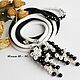 Lariat 'Day and night', burning bead, black and white decoration. Lariats. Beaded jewelry. Online shopping on My Livemaster.  Фото №2