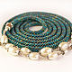 Lariat handmade. Lariat `Emerald` - beads, faux pearls.
